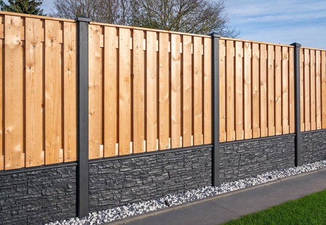 Hout-betonschutting in de tuin