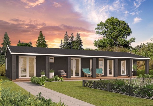 Gebouw met een gevel van zwart hout