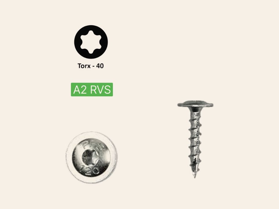 Flenskop schroef Ø 8 mm Torx T30, PFS+ RVS A2, 50 stuks