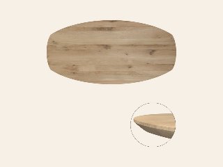 Tafelblad rustiek eiken deens ovaal facet rand, 40 mm