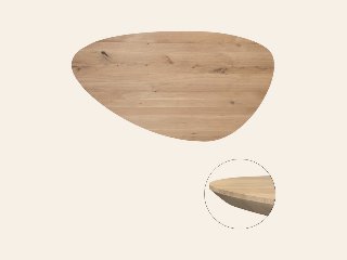 Tafelblad rustiek eiken kiezel ovaal facet kant ronding links, 40 mm