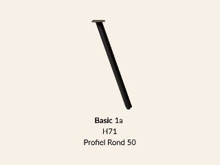 Metalen onderstel Basic 1 zwart RAL9005 - Profiel Ø50mm set 4 stuks