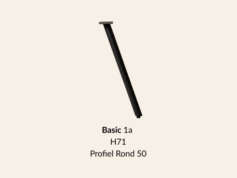 Metalen onderstel Basic 1 zwart RAL9005 - Profiel Ø50mm set 4 stuks