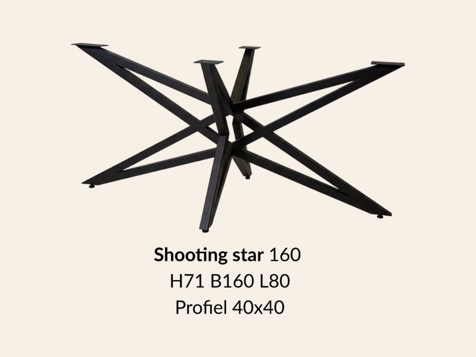 Metalen onderstel Shooting Star zwart RAL9005 - 160 × 80cm. Profiel 40 × 40mm