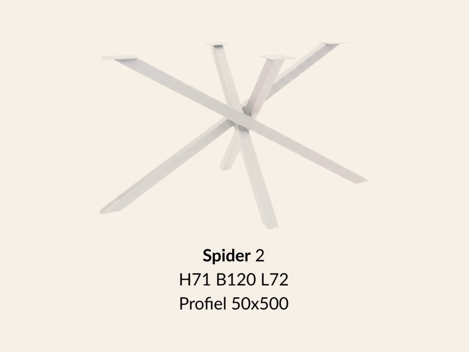 Metalen onderstel Spider 2 wit RAL9010 - 71cm hoog - 120 × 80cm. Profiel 50 × 50mm