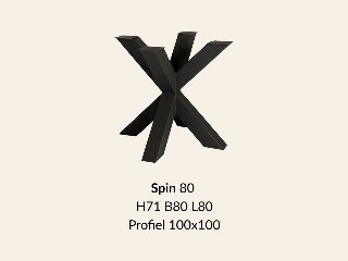 Metalen onderstel Spin 80 zwart RAL9005 - 80 × 80cm. Profiel 100 × 100mm
