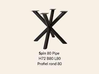 Metalen onderstel Spin 130 Pipe zwart RAL9005 - . Profiel Ø80mm