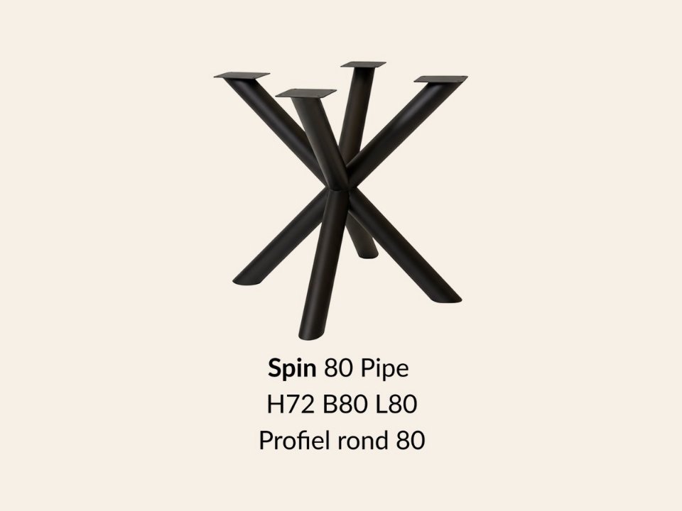 Metalen onderstel Spin 130 Pipe zwart RAL9005 - . Profiel Ø80mm