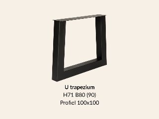 Metalen onderstel U trapezium zwart RAL9005 - 80-90cm breed. Profiel 100 × 100mm