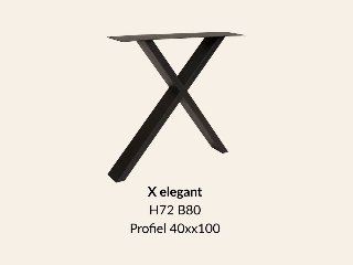 Metalen onderstel X elegant zwart RAL9005 - 80cm breed. Profiel 40 × 100mm