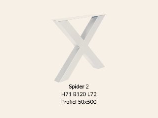 Metalen onderstel X RAL9010 - 71cm hoog - 80cm breed. Profiel