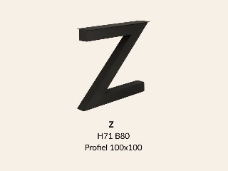 Metalen onderstel Z zwart RAL9005 - 80cm breed. Profiel 100 × 100mm