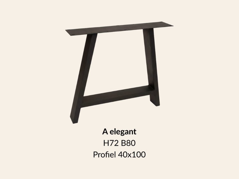 Metalen onderstel A elegant zwart RAL9005 - 80cm breed. Profiel 40 × 100mm