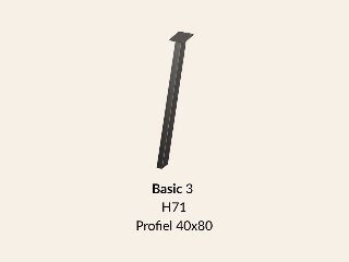 Metalen onderstel Basic 3 zwart RAL9005 - 100x40cm. Profiel 40x80mm set 4 stuks