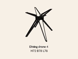 Metalen onderstel Dining Drone 4 zwart RAL9005 - 89x72cm.