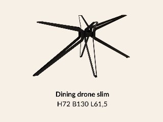 Metalen onderstel Dining Drone Slim zwart RAL9005 - 130x61,5cm.