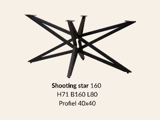 Metalen onderstel Shooting Star zwart RAL9005 - 160x80cm. Profiel 40x40mm