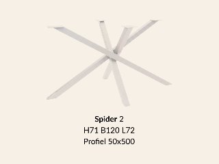 Metalen onderstel Spider 2 wit RAL9010 - 71cm hoog - 120x80cm. Profiel 50x50mm