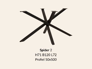 Metalen onderstel Spider 2 zwart RAL9005 - 120x80cm. Profiel 50x50mm
