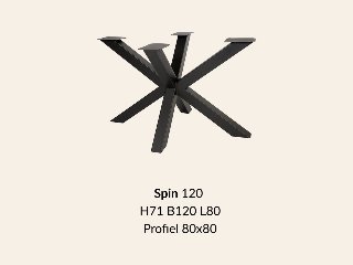 Metalen onderstel Spin 120 elegant zwart RAL9005 - 120x80cm. Profiel 80x80mm