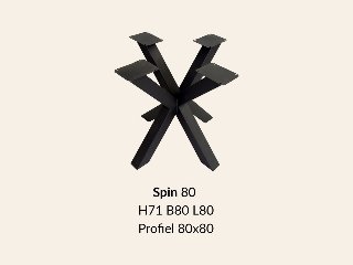 Metalen onderstel Spin 80 elegant zwart RAL9005 - 80x80cm. Profiel 80x80mm