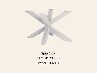 Metalen onderstel Spin 120 RAL9010 - 71cm hoog - . Profiel