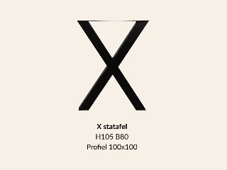 Metalen onderstel X statafel zwart RAL9005 - 105cm hoog - 80cm breed. Profiel 100x100mm