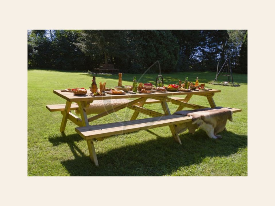 Picknicktafel Superieur 300 cm vuren gedroogd, groen geïmpregneerd