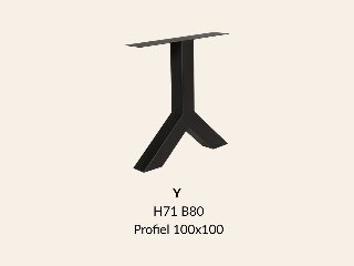 Metalen onderstel Y zwart RAL9005 - 80cm breed. Profiel 100x100mm
