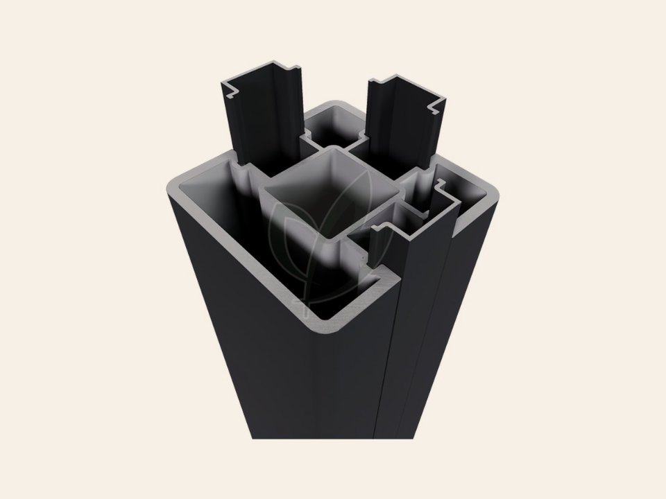 Aluminium poortpaalset 8 × 8 x 270 cm zwart