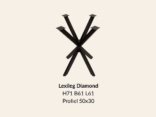 Metalen onderstel lexileg zwart RAL9005 - 61x61cm. Profiel 50x30mm