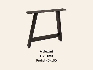 Metalen onderstel A elegant zwart RAL9005 - 80cm breed. Profiel 40x100mm