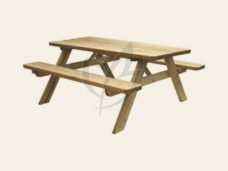 Picknicktafel Geïmpregneerd – 42 mm dik, bladmaat 180 × 70 cm