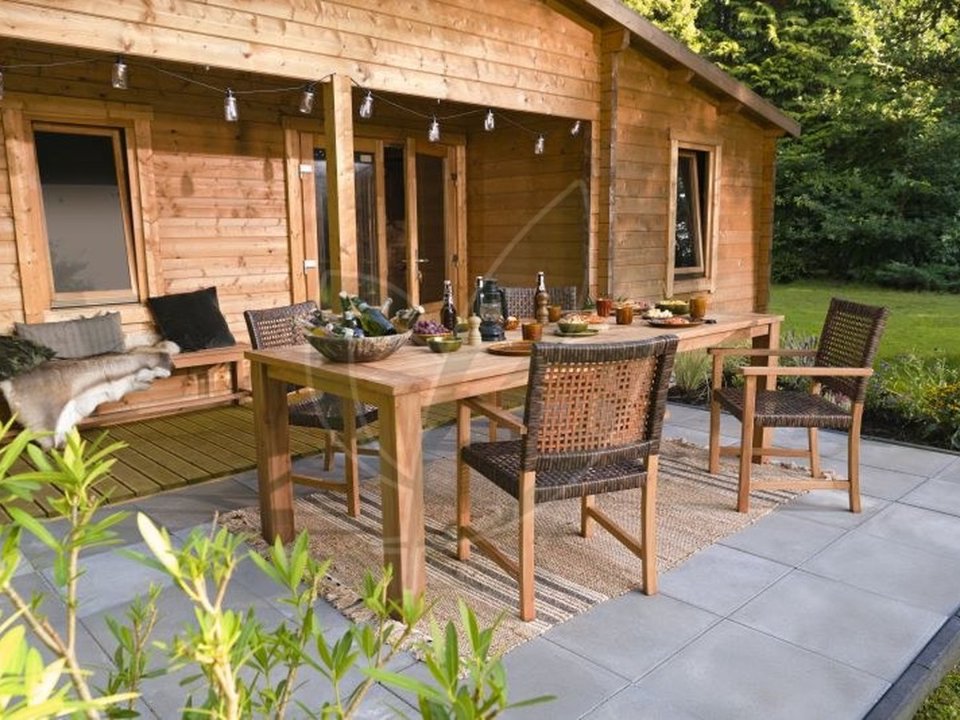 Tuintafel teak 250 × 100 cm solide modern