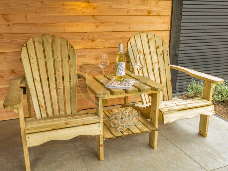 Loveseat Parijs vuren gedroogd, groen geïmpregneerd