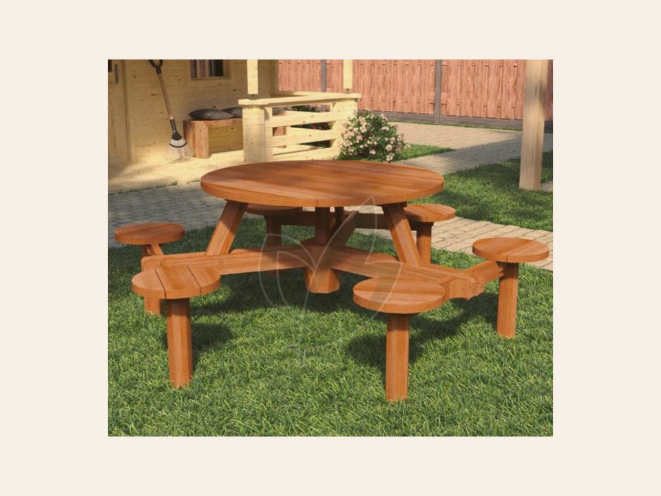 Hardhouten picknicktafel Rondo