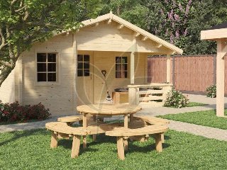 Picknicktafel rond Classic, vuren gedroogd, groen geïmpregneerd