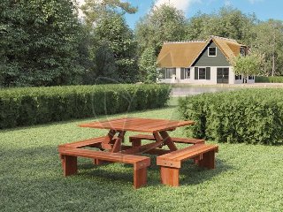 Hardhouten picknicktafel vierkant Premium