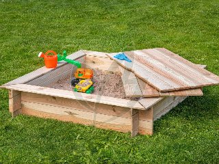 Zandbak vierkant met deksel 120 cm Douglas
