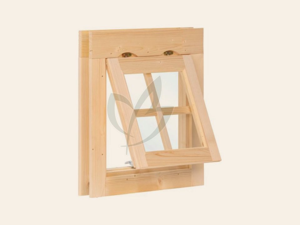 Uitzetraam blank hout 4-ruits Excellent