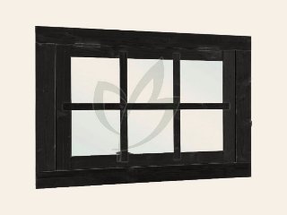 Vuren uitzetraam 6-ruits zwart gespoten 90 x 70 cm buitenmaat