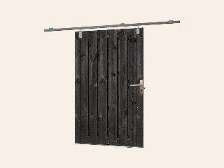 Tuindeur schuifsysteem grenen geïmpregneerd en zwart gespoten H195 × 130 cm