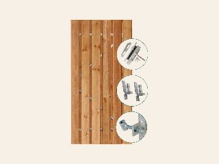 Tuindeur privacy bruin geïmpregneerd 100 × 195cm / RVS inbouwslotset
