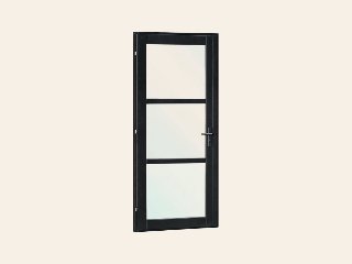 Vuren steellook enkele glas deur zwart gespoten B1100xH2120mm buitenmaat, linksdraaiend
