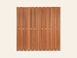 Tuinscherm Leeuwarden, keruing hardhout, RVS-geschroefd, 26-planks (23+3) 180 × 180 cm