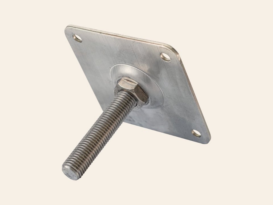 Hoogteverstelling deluxe RVS M16 10 × 10 cm plaat