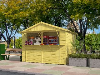 Kiosk Santa, 16mm, vuren groen geïmpregneerd, 308 × 243 cm, incl. vloer