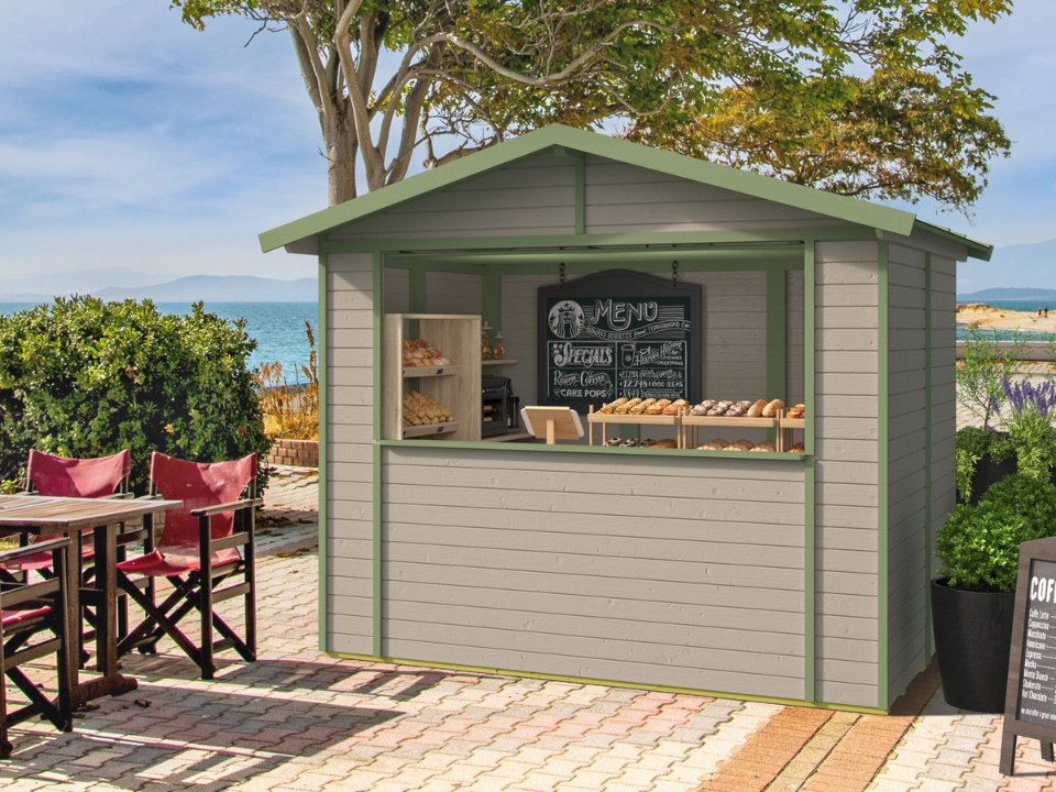 Kiosk Vixen, 16mm, groen geïmpregneerd, 266 × 175 cm, incl. vloer