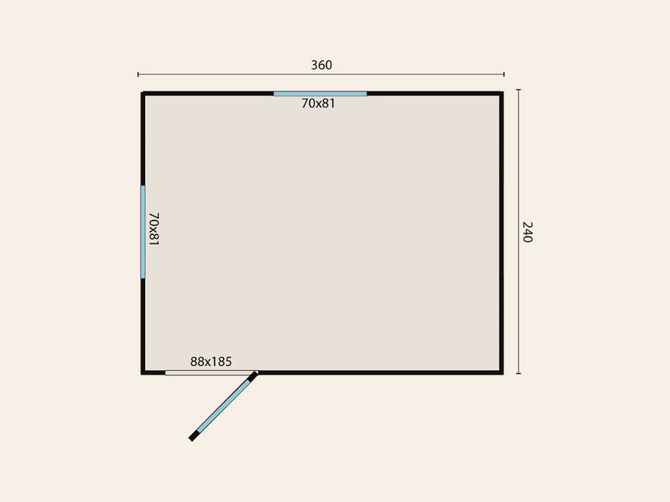 Circuswagen Joey, 19mm, vuren onbehandeld, 360 × 240 cm, excl. onderstel