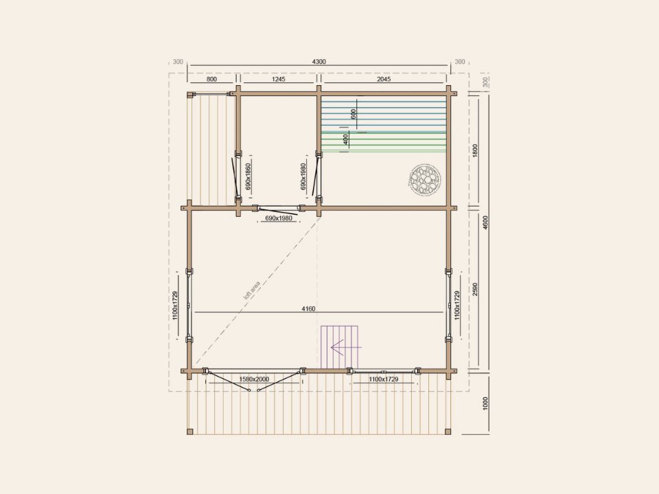Sauna huis Kokkola, 70 mm, onbehandeld